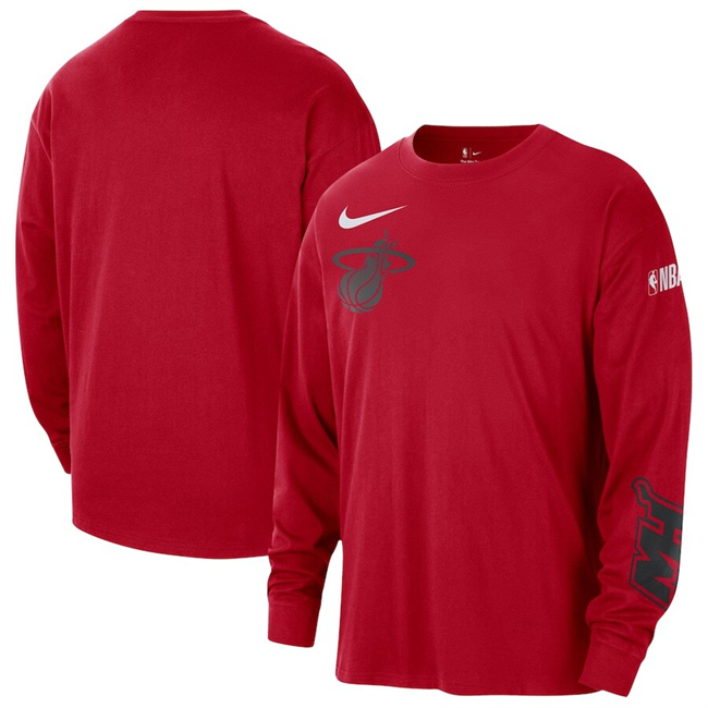 Men's Miami Heat Red 2024/25 City Edition Courtside Max90 Heavyweight Long Sleeve T-Shirt